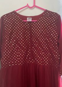 Asil Maroon Ethnic Gown with full Inner – Size 3XL