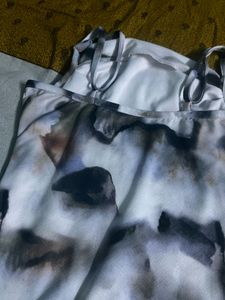 grey multi colour side cut dress