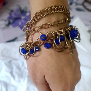 Gold &amp; Blue Layered Bracelet