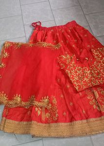 Owmen , Girls Beautiful Red Colour Lehanga