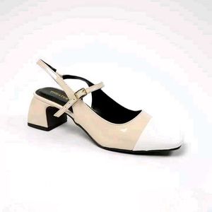 Theatre Cream & White Block Heel