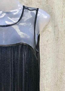 Black Sheer Fringe Dress