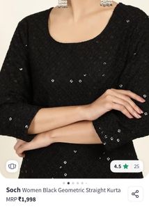 SOCH women Sequins Black Kurta