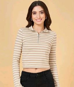 Branded khaki crop top