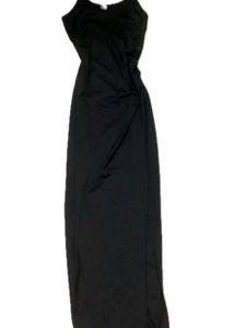 SSS BLACK SLIT CUT BODYCON MAXI DRESS