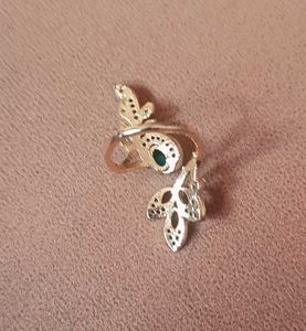 Emerald Leaf Design AD Ring