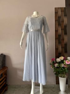 Grey lace embroidered dress