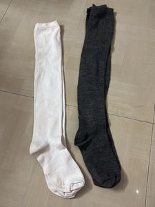 Knee High Socks - Grey & White