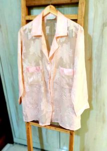 Floral Sheer Button-Down Shirt Size-42