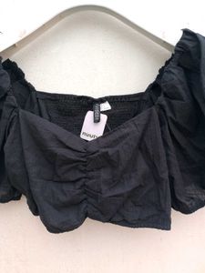 Black Branded Crop Top.