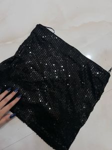 Sparkly Black Sequin Mini Skirt