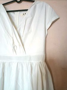Korean Pure White Classic Midi Dress