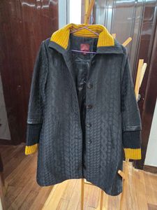 Elegant Black & Gold Patterned Coat