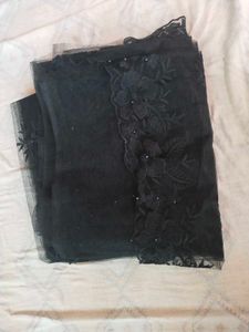 Elegant Black Net saree