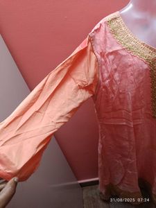 3xl Pink Embroidered Gown With Embroidery Dupatta