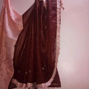 Saree Organza Shimmer Cutwork