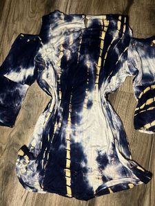 Tie-Dye Y2k Cold Shoulder Top