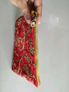 Red Embroidered Pouch