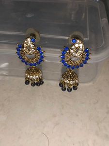 Blue Jhumka Earrings