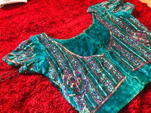 Velvet seekence full work lahanga blouse