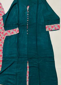 Green Kurti Printed Plazzo Set