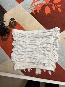 Ruched White Bandeau Skirt