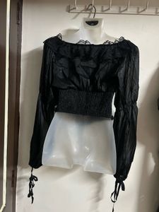 Gothic Lace-Up Long Sleeve Top