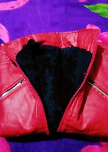 Red Faux Leather Moto Jacket