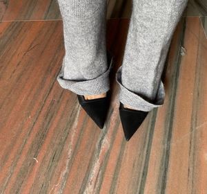 Gray Knit Flare Pants