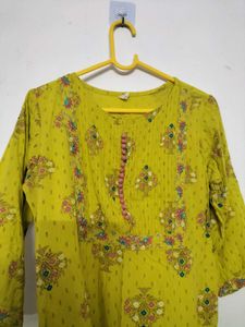 Yellow Embellished Kurta
