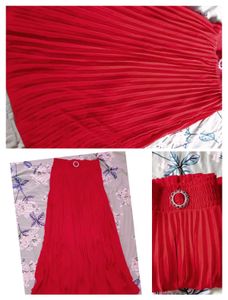 Red Pleated Skirt