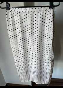 H&amp;M Satin, Polka Dot Long Skirt With Slits