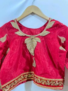 Women Red And Golden Lehenga