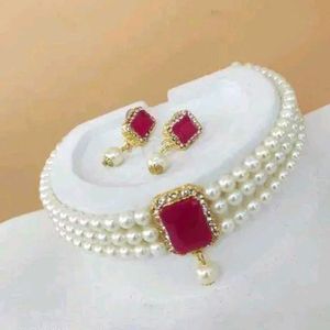Pearl & Ruby Choker Set