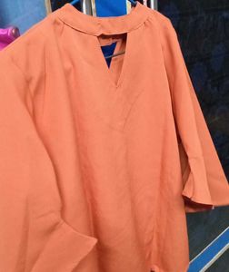 Orange Button-Down Top
