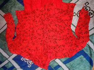 New Stylish White Top &amp; Red Flared Skirt