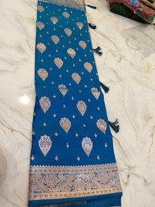 Blue Banarasi Soft Silk Saree