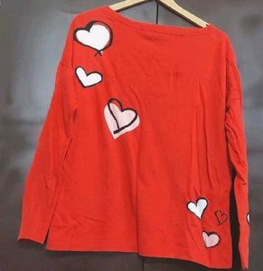 Red 🔴 Heart Printed Top For 40 Bust