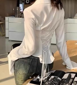 White Corset Back Shirt