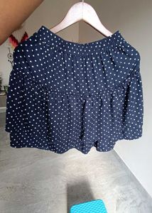 Navy Polka Dot Mini Skirt