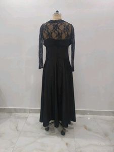 Satin Gown with Lace Shrug