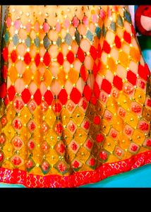 Women Net Stichted Lehenga