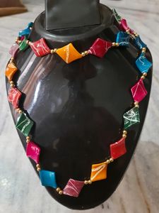 Colorful Geometric Statement Necklace