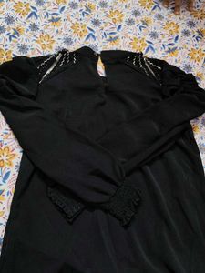Elegant Black Pleated Blouse Top