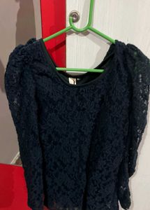 Black Lace Peplum Top