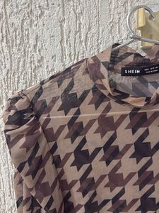Houndstooth Sheer Top