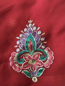 Peach Embroidered Saree
