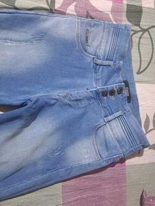 High Waisted Distressed Denim Jeans