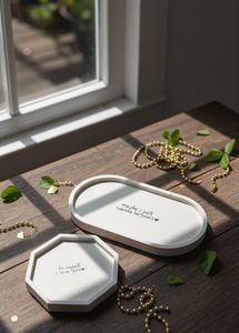 White Concrete Quote Tray | Ring Dish &amp; Vanity Org
