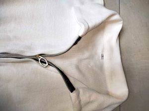 White Knit Zip-Up Polo
